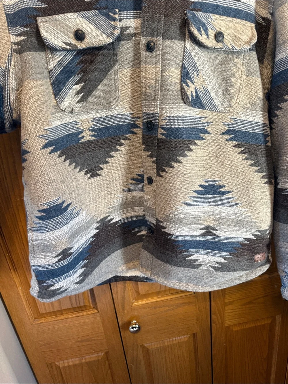 Jachs Men’s Aztec Button-Front Jacket in Gray & Blue-XXL